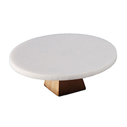 Plato con pie Marmol/Bamboo 20cm