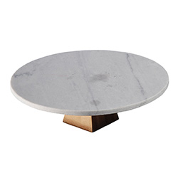 Plato De Marmol Con Pie De Bamboo