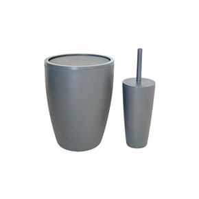 Set 2 piezas De Baño Pure (Cepillo+Papelera) Blanco/Gris