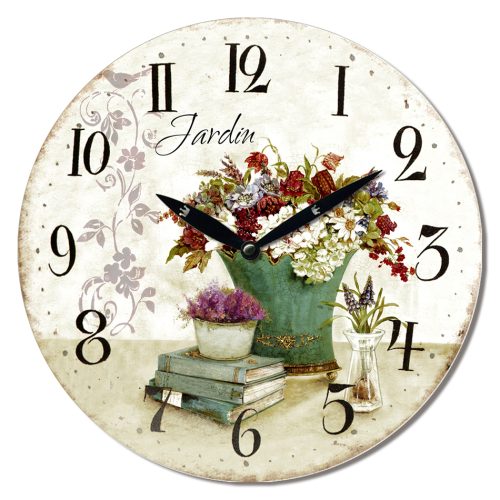 Reloj De Pared MDF Floral Vintage