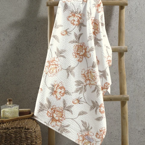 Toalla De Rostro Perola Döhler 50x80cm Estampada Flores Coral