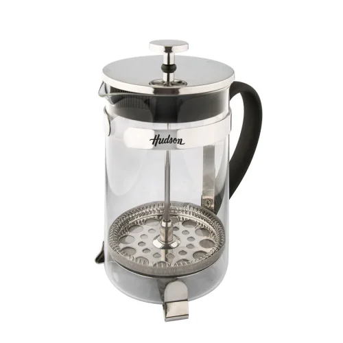 Cafetera Tipo Prensa Francesa De Vidrio y Acero Inoxidable C/Émbolo 600ml Hudson