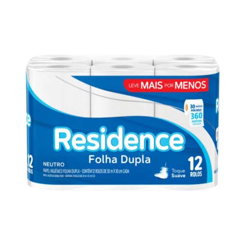 Papel Higiénico Residence Doble Hoja (12 Rollos de 30mts)