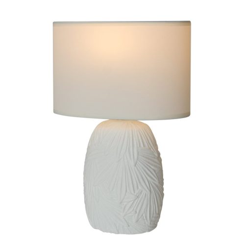 Lámpara De Mesa Cerámica 20x11x30cm Textura Blanco