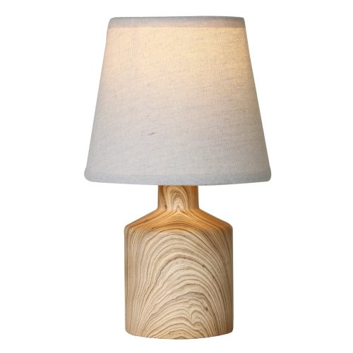 Lámpara de Mesa Cerámica (D16.5x27.5cm) Text. Madera